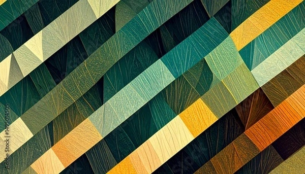 Obraz Emerald  Gold Abstract Diagonal Tile Pattern