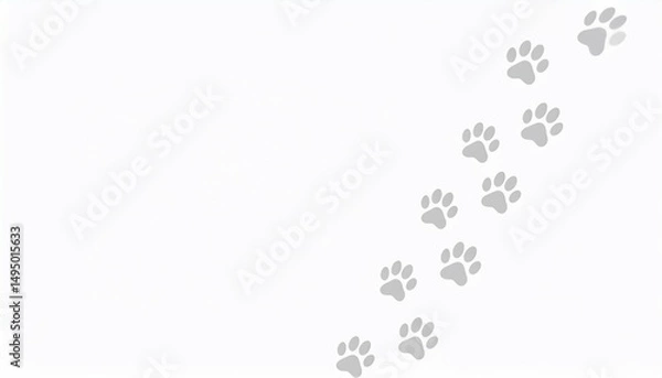 Obraz Following the Paws Light Grey Prints on White