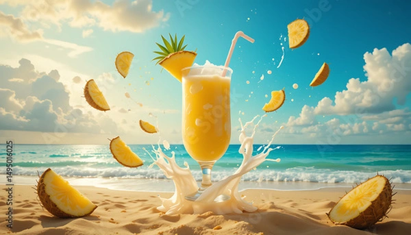 Obraz refreshing taste of summer with vibrant Pina Colada