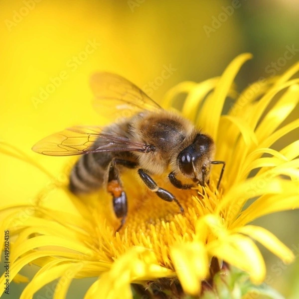 Obraz bee on yellow flower