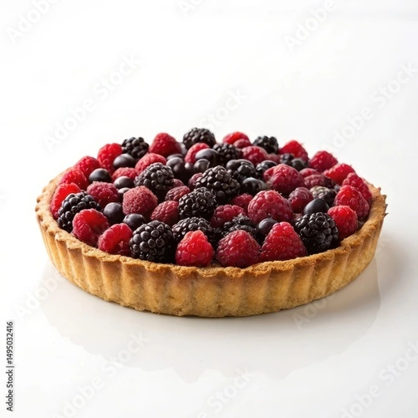 Fototapeta Luscious berry pie packed with fresh berries and a flaky crust set against a high contrast background for visual impact
