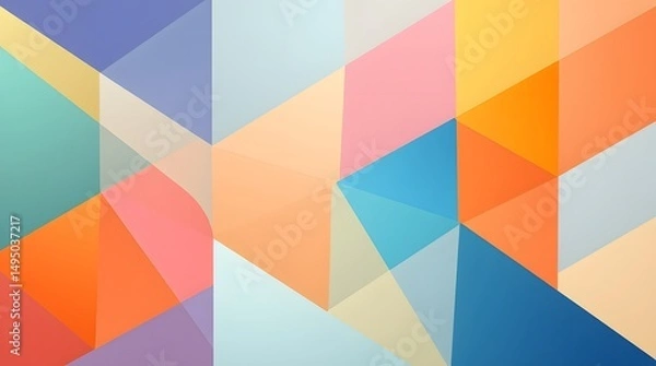 Obraz A geometric abstract background featuring pastel colors and triangular shapes.