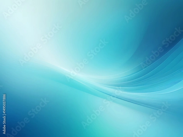 Obraz Abstract Blue Wave Background with Smooth Gradient Flow, Modern Light Texture, Clean Vector Pattern, Futuristic Digital Surface Design, Minimal Art Template Composition - AI