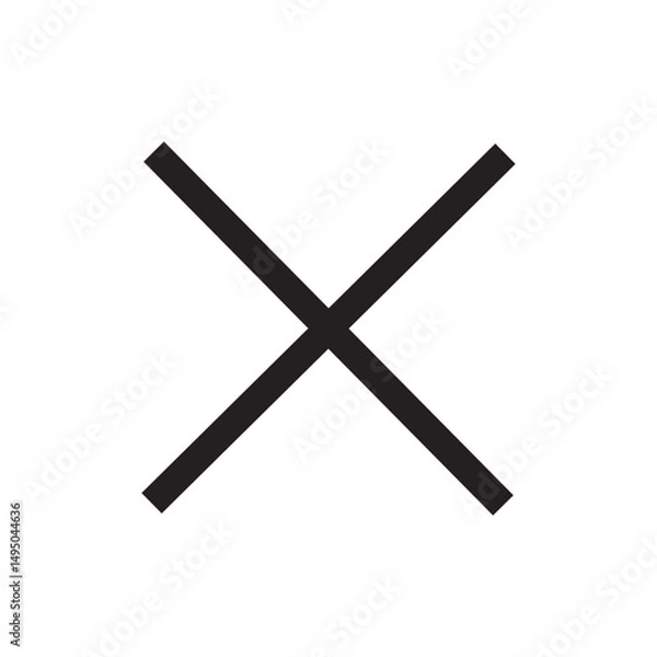 Obraz Thin black x icon cross symbol on white background. 