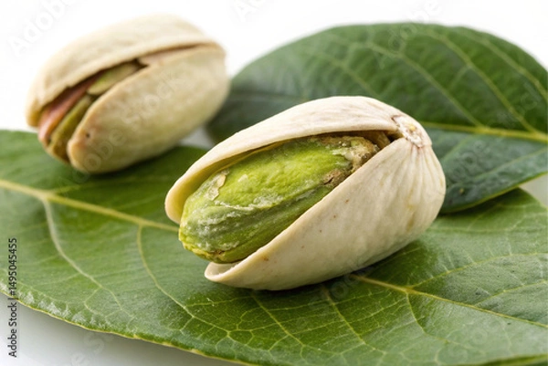 Obraz pistachio nuts on white background