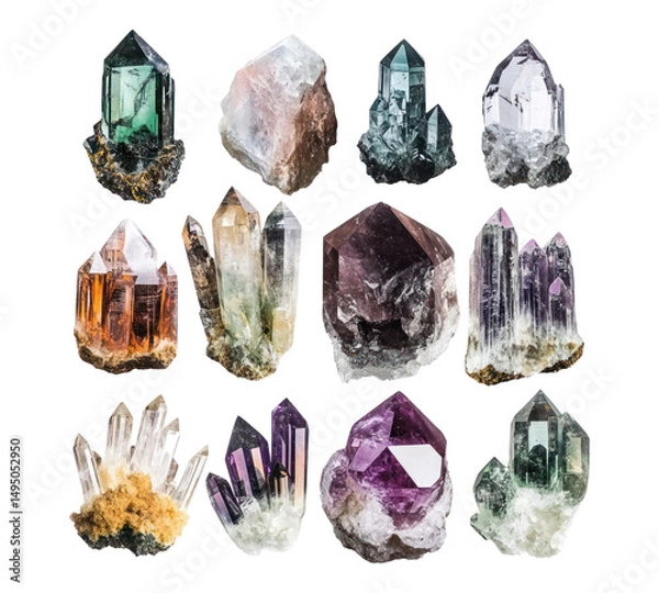 Fototapeta Collection of Crystals on transparent background