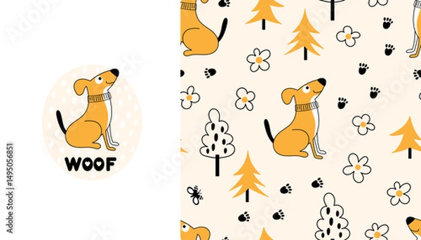 Obraz Kids seamless pattern with dogs