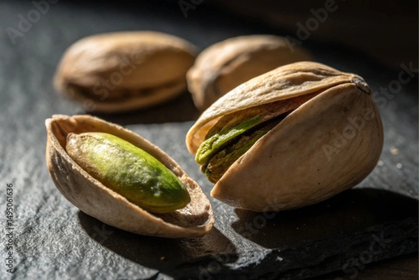 Obraz pistachio nuts on black background
