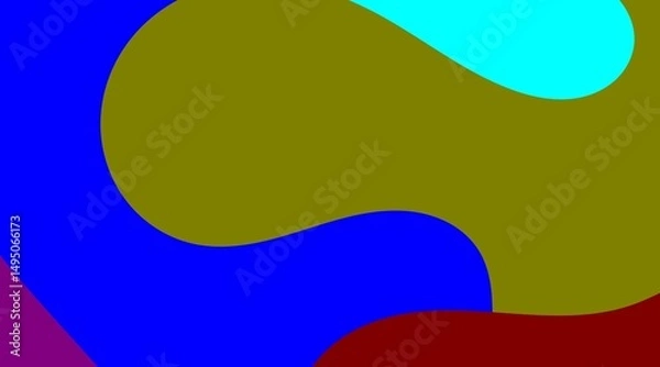 Fototapeta Abstract artwork features a rich combination of earthy tones like olive green and deep blue alongside contrasting red and black shapes, forming a unique and grounded visual narrative.