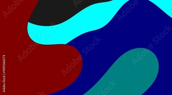 Fototapeta This minimalist abstract image features bold, curvilinear shapes in deep blue, vibrant red, and dark tones, thoughtfully composed to create a striking contrast and a visually appealing design.