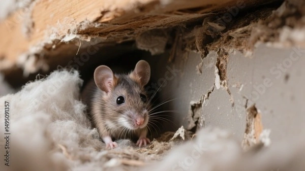 Obraz Rat in Home Insulation