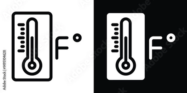 Fototapeta Thermometer Icon with Fahrenheit Unit: Temperature Measurement Symbol