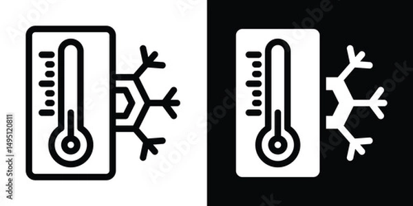 Obraz Thermometer and Snowflake Icon: Cold Weather Temperature Symbol