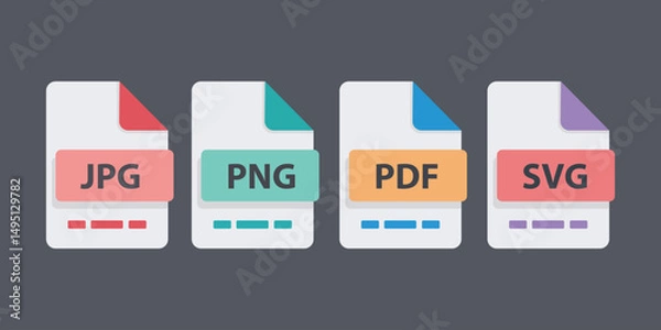 Obraz Common image and document file format icons.