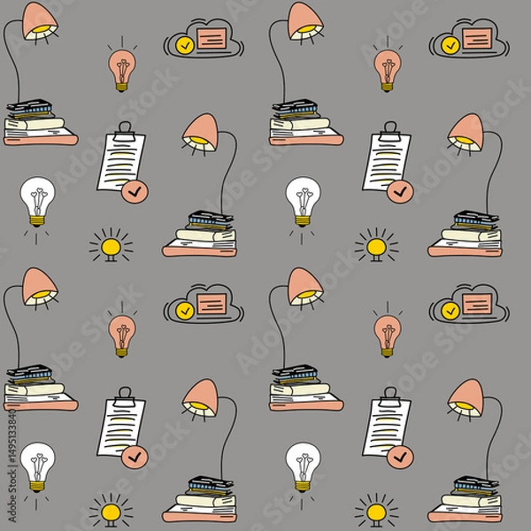 Fototapeta bulbs on gray background. Perfect for school-themed designs, planners, and educational materials.
