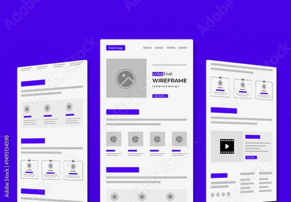 Fototapeta Minimal Wireframe Layout for UX Prototyping