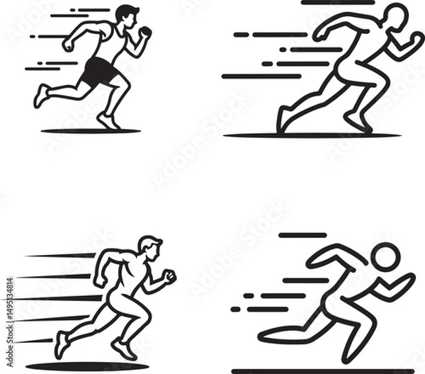 Fototapeta fast run icon outline. running icon. Fitness Running Silhouette .