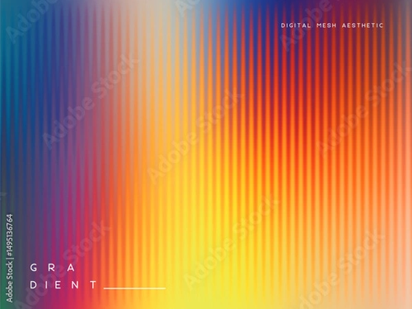 Fototapeta Vibrant hot gradient mesh background with bold vertical stripes. Abstract vector design with warm color tones. Perfect for web, posters, digital art, and modern design projects.