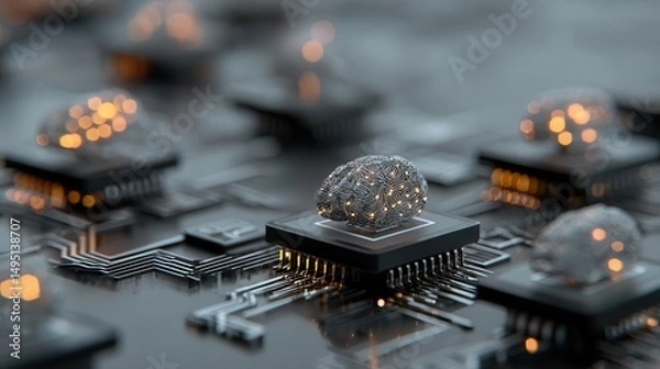 Obraz Digital brain on circuit board image