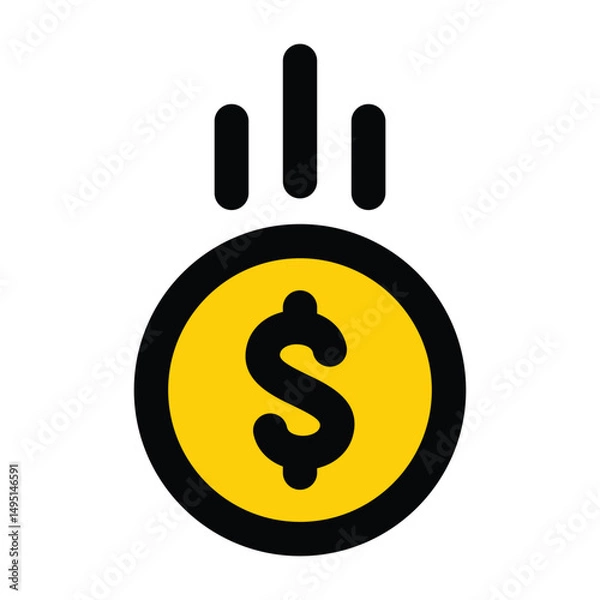 Fototapeta Simple Financial Drop colorful icon. The icon can be used for websites, print templates, presentation templates, illustrations, etc	