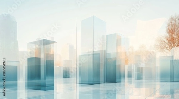 Obraz Modern cityscape with translucent structures