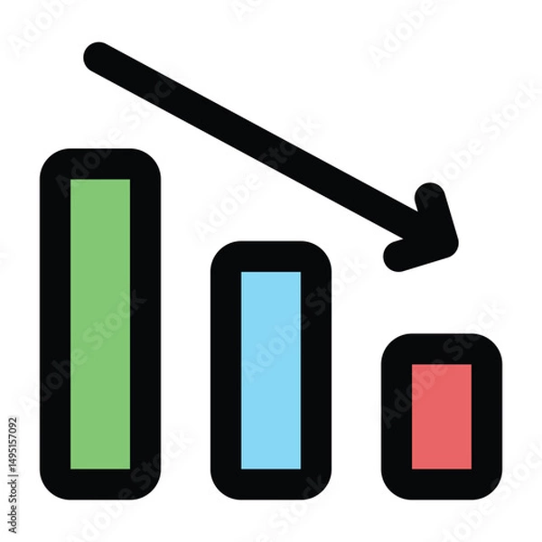 Fototapeta Simple Recession colorful icon. The icon can be used for websites, print templates, presentation templates, illustrations, etc	