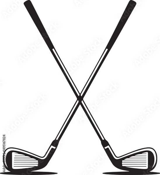 Obraz Pair of iron or wedge golf club flat vector icon for sports apps and websites