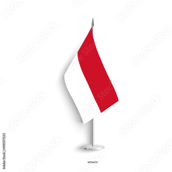 Fototapeta Monaco table flag on light grey background. Monaco desk flag isolated on grey background	
