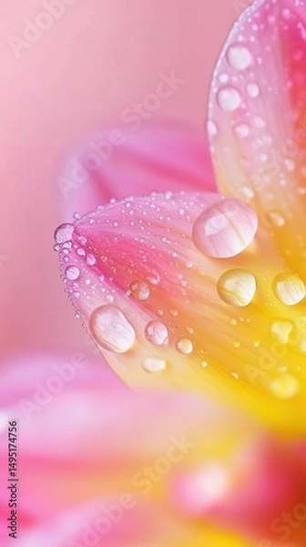 Obraz water drops on pink petals