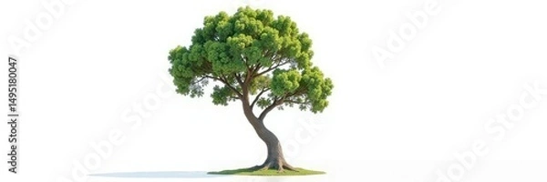 Fototapeta Isolated tree on white background with branches stretching upwards, forest, tree