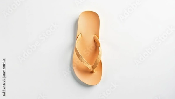 Fototapeta Overhead view of a solitary flip-flop against pure white, plastic, summer