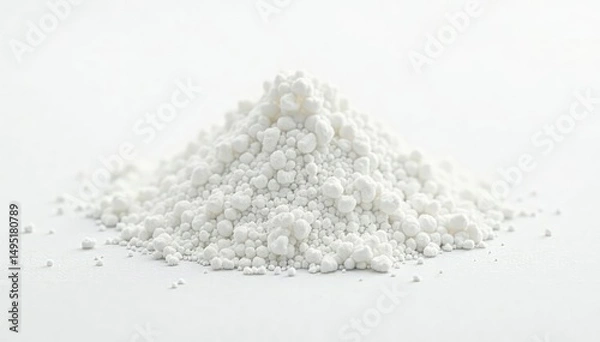 Fototapeta Pile of white granulated sugar on white background, sugar background, granulated, pure sugar