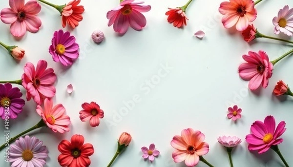 Fototapeta Scattered small blooms, repeating motif, muted tones, small, plant, vintage