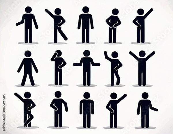 Fototapeta Office Actions Stickman Vector Set