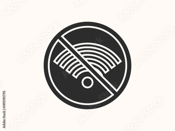 Fototapeta vector no WiFi icon featuring a crossed-out wireless signal