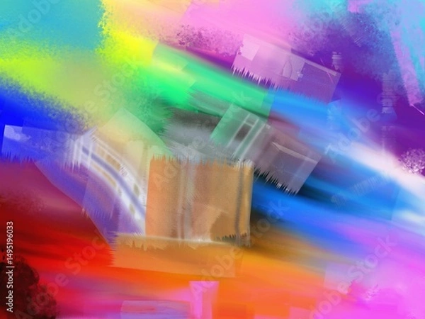 Fototapeta Original oil painting on canvas. Abstract art background/ Colorful texture. thick paint surface/Abstract modern painting background
