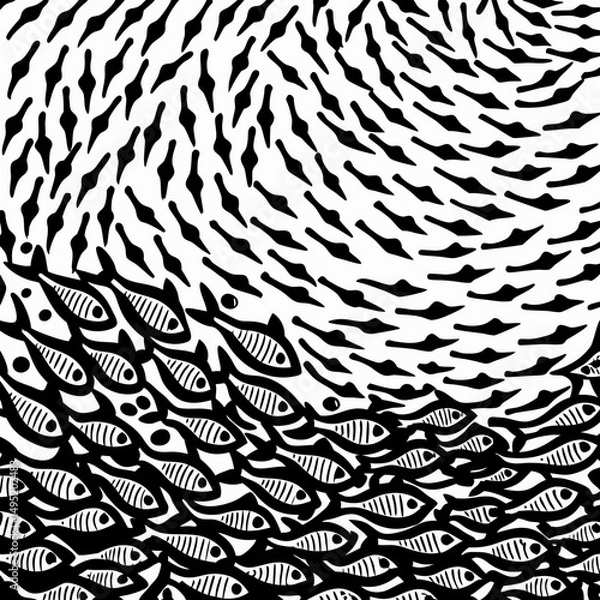 Fototapeta abstract schools of fish vector illustration design 