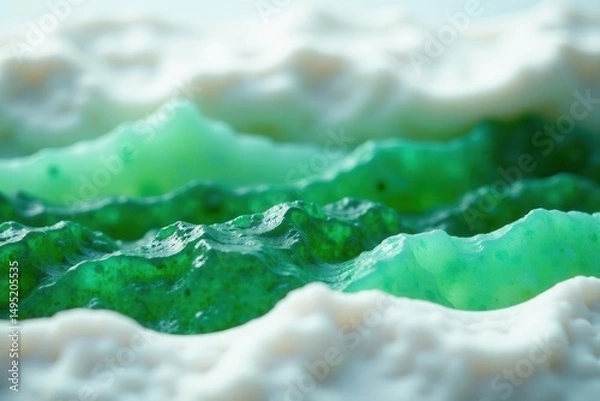 Obraz Scattered white stones, parallel jade green bands , lines, natural