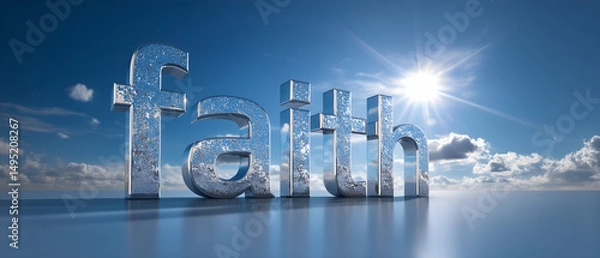 Obraz FAITH big, shiny three-dimensional word over clear blue sky