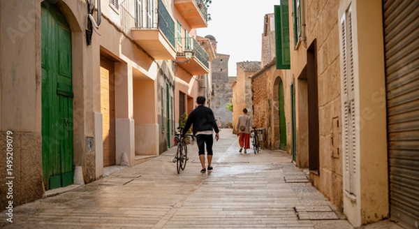 Obraz Vélo passant dans une rue d'Alcudia - Palma de Majorque