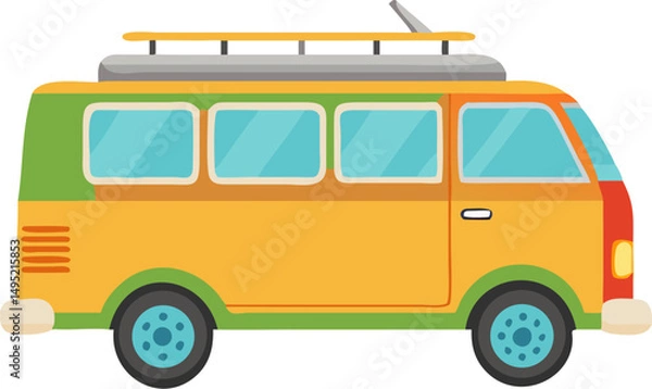 Fototapeta surf van color vector icon on white or transparent background