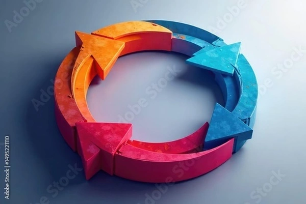Fototapeta Abstract circular arrows graphic, dynamic motion design element Perfect for business, technology, and cyclical process concepts , repetition, background
