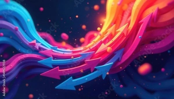 Fototapeta Abstract curved arrows forming a swirling pattern, dynamic and vibrant , abstract, shape