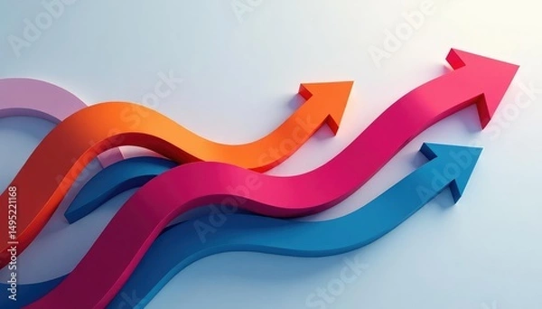 Obraz Abstract curved arrows, dynamic movement, flowing lines, design element , light, element, curve