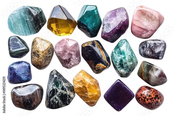 Fototapeta Assorted Gemstone Collection  isolated on a transparent background