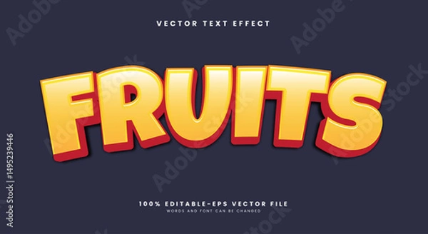 Fototapeta Fruits 3d editable text effect Template suitable for fresh fruit Theme