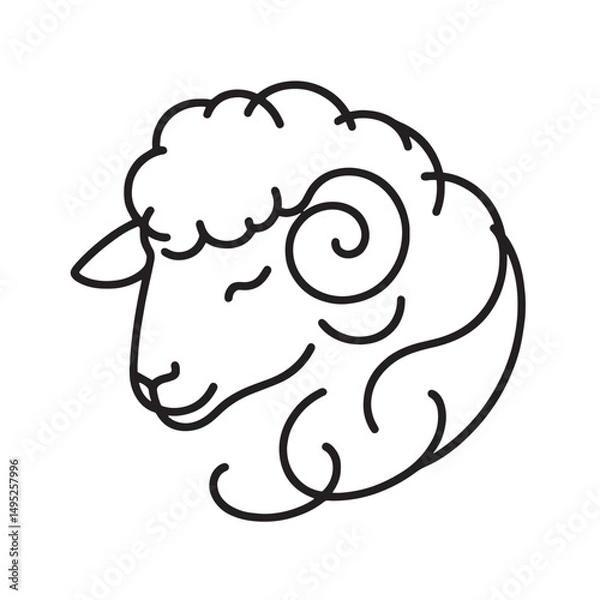 Fototapeta sheep vector illustration  icon simple one line drawing