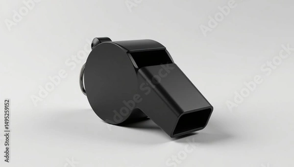 Fototapeta Classic black plastic whistle, simple design, clean background , sports, simple, whistle