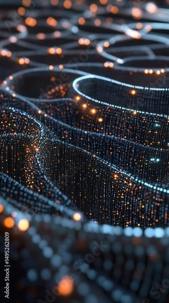 Obraz Abstract digital landscape; glowing data streams