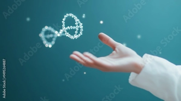 Fototapeta Hand presents DNA structure, Innovation , Science